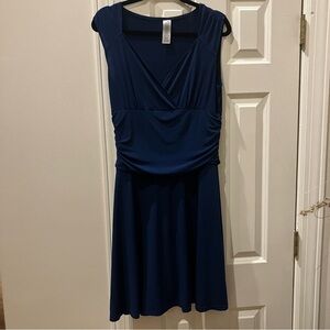 Elegant Navy Blue Sleeveless V-Neck Dress (Medium)